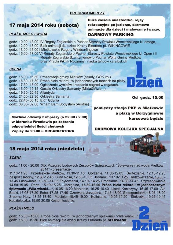 Marinowanie Mietków 2014 program